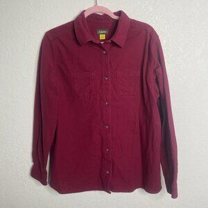 Cabelas Button-Up Shirt Womens XL Faded Red Thick‎ Cotton Casual